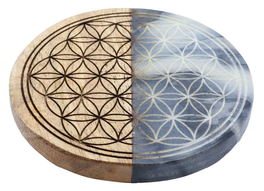 Dessous de Table Bois/Marbre Fleur de Vie 10cm