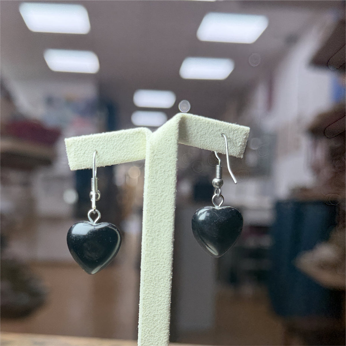 Boucles D'oreilles Onyx En Forme De Coeur
