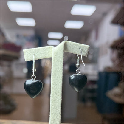 Boucles D'oreilles Onyx En Forme De Coeur
