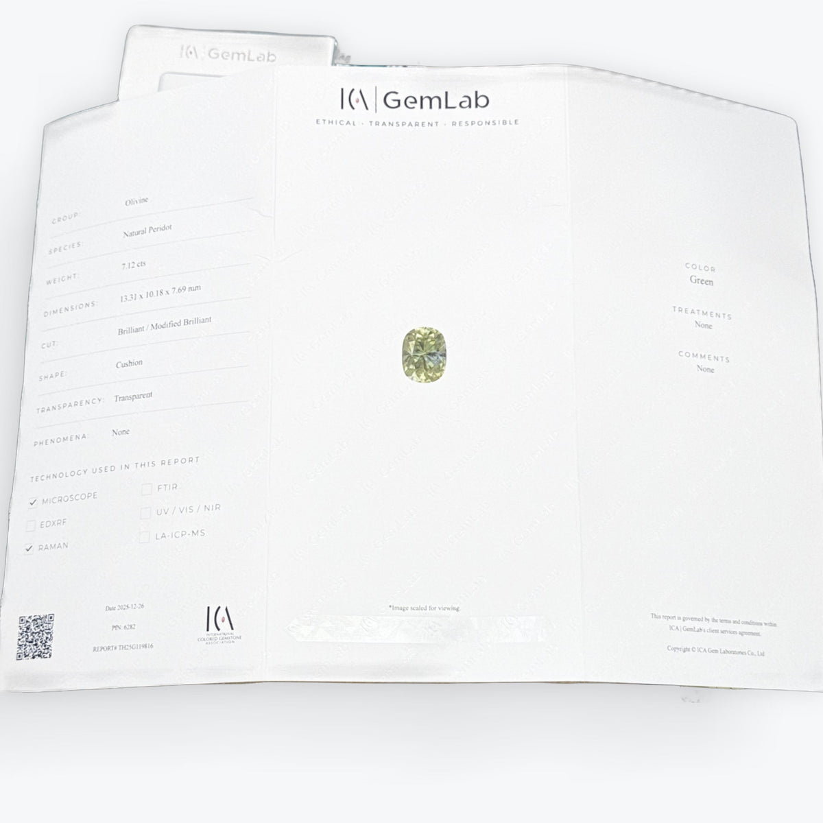 Gemme Peridot naturel de 7,12 ct