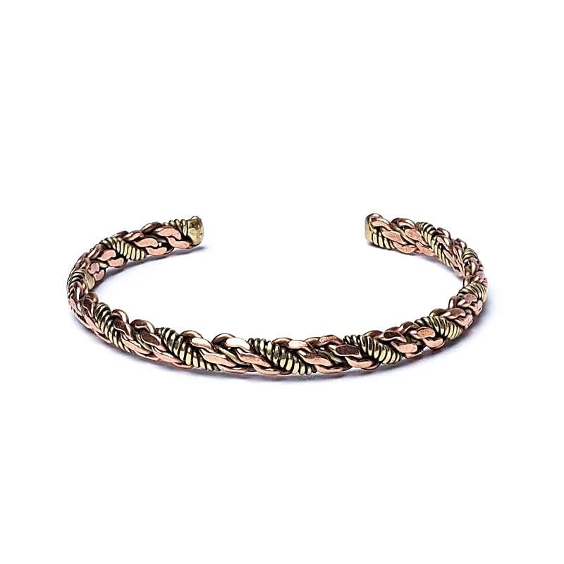 Bracelet torsadé couleur bronze/or - triple torsade