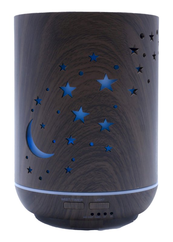 Diffuseur HE Cylindre Noir Lune & Etoiles 17cm