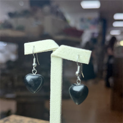 Boucles D'oreilles Onyx En Forme De Coeur