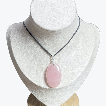 Pendentif quartz rose ovale – photo 2