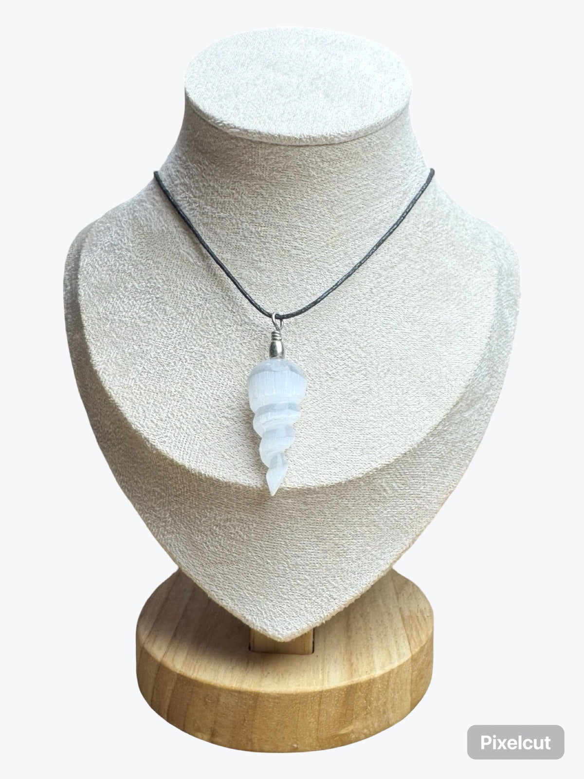 Pendentif Selenite tourbillon en acier inoxydable, 4x1,5 cm, environ 5 g