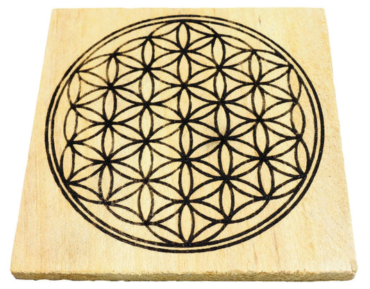 Plaque Rechargement Palo Santo Fleur de Vie 10cm