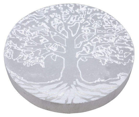 Plaque Sélénite Arbre de Vie Fin 10cm