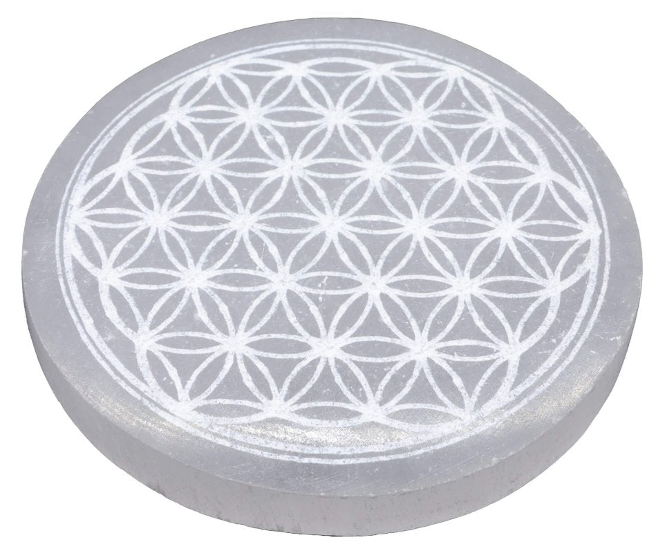 Plaque Sélénite Fleur de Vie 10cm