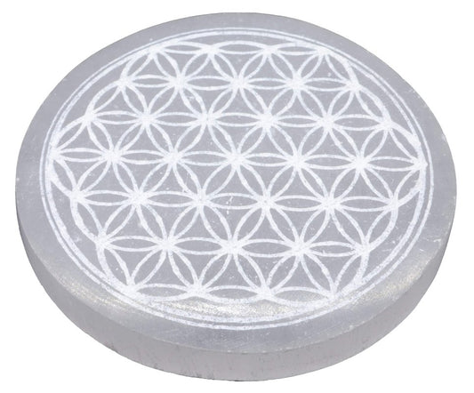 Plaque Sélénite Fleur de Vie 10cm