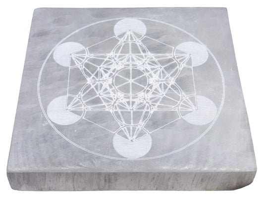 Plaque Sélénite Métatron Carrée 10cm