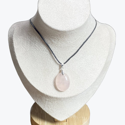Pendentif quartz rose ovale – photo 3