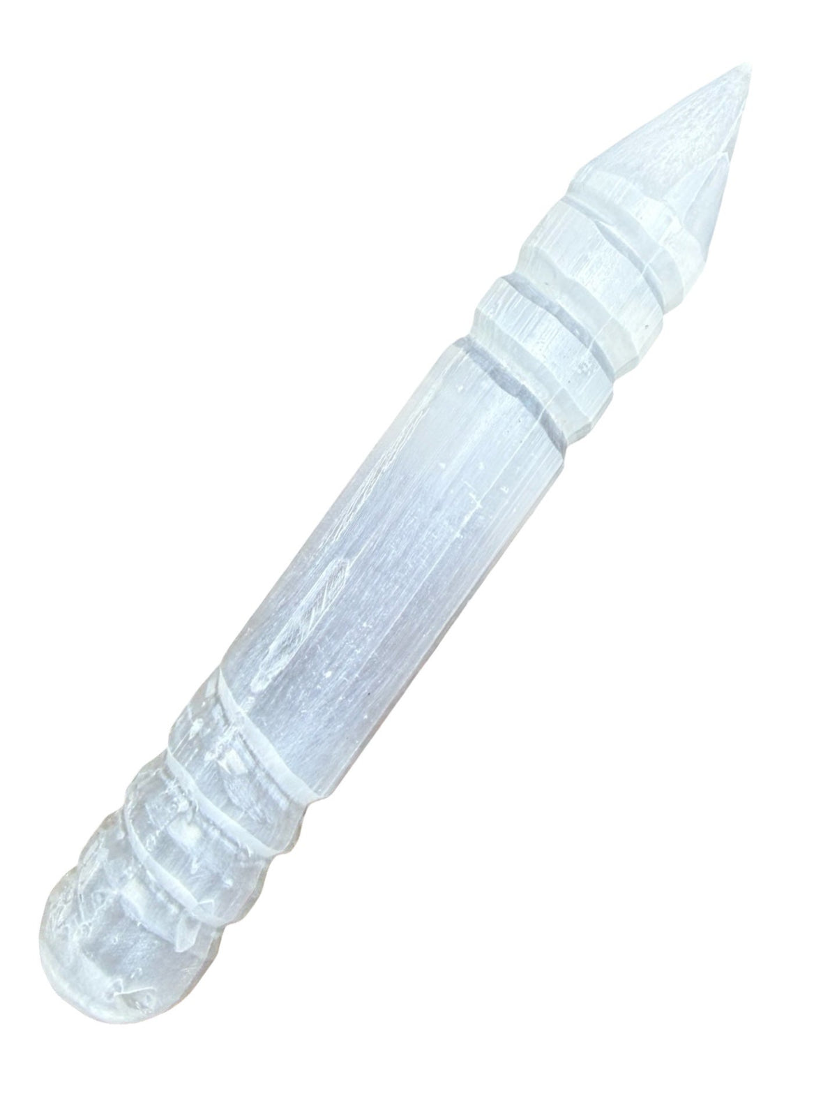 Baguette de massage en sélénite, pierre naturelle du Maroc, Grand, Petit, 20x3cm, 243 g