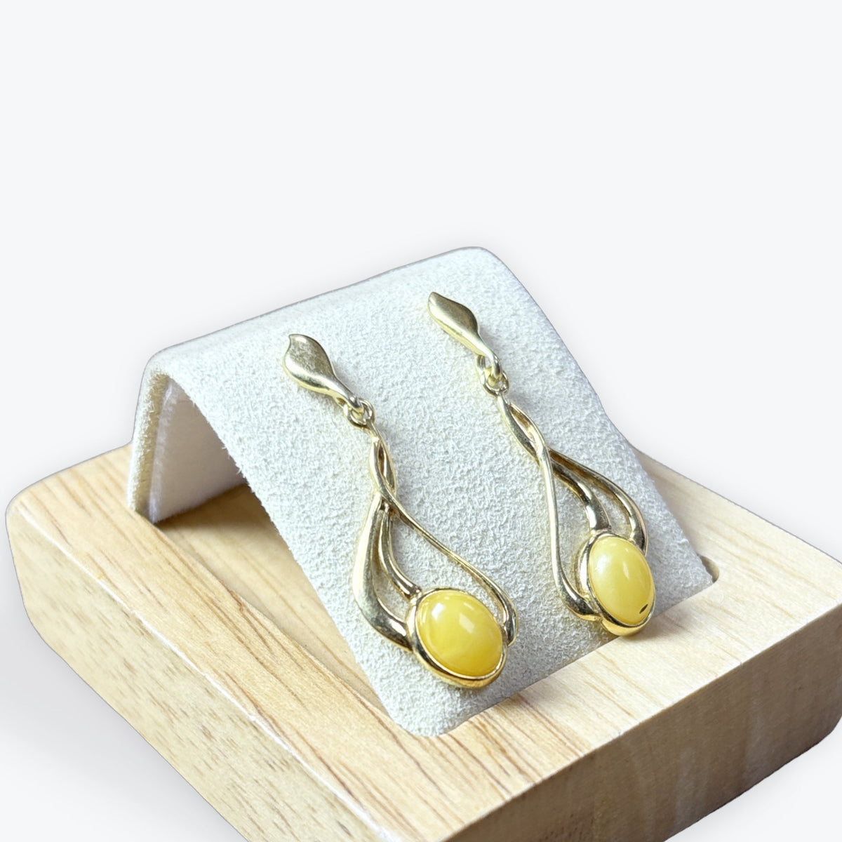 Boucle d'oreilles ambre jaune - Vermeil