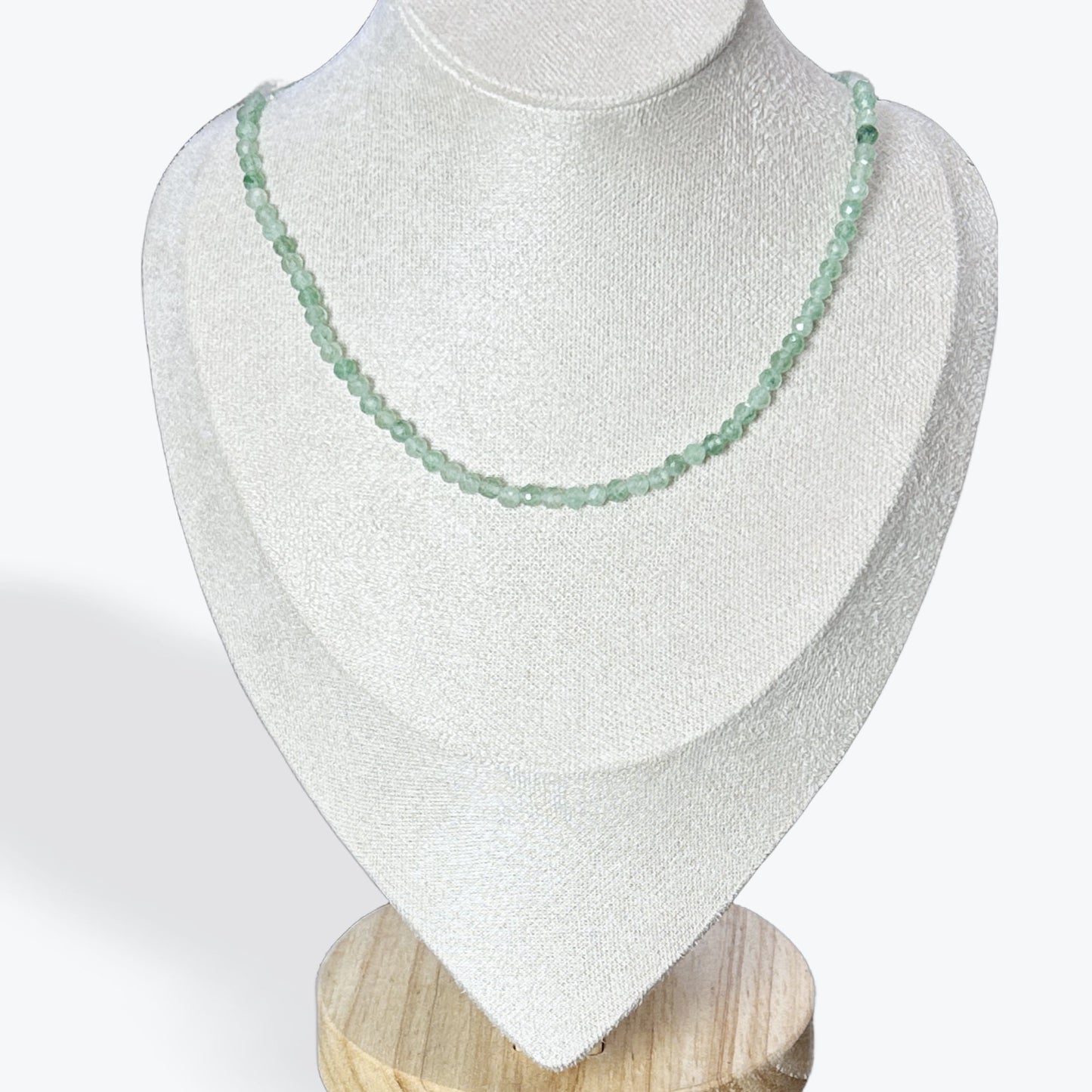 Collier Quartz Fraise Vert Facetté