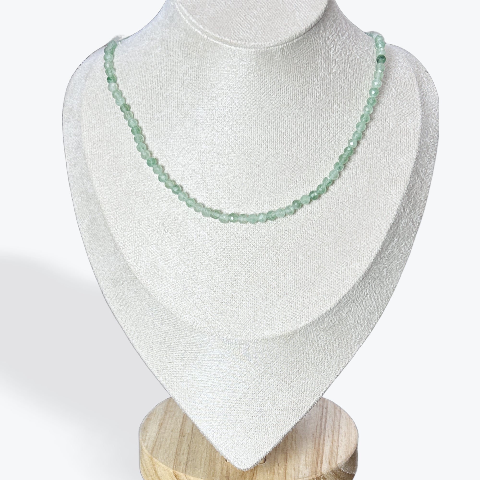 Collier Quartz Fraise Vert Facetté