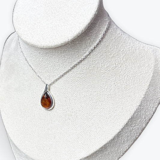 Pendentif Ambre Goutte - Argent 925