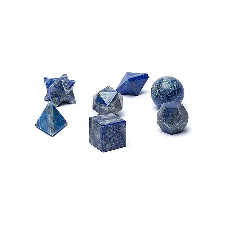 Ensemble de 7 pièces en Lapis Lazuli géométrie sacrée