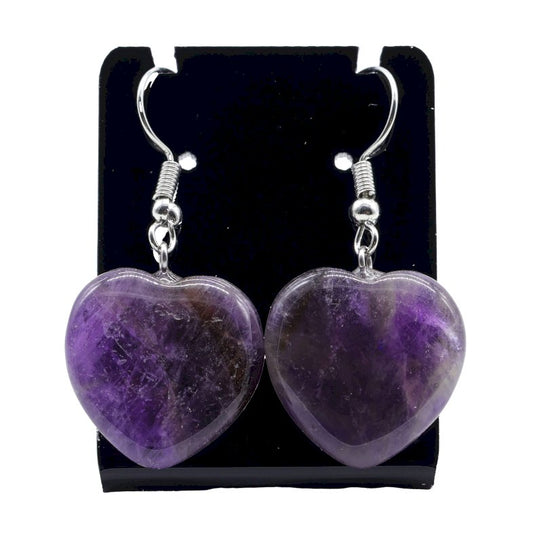 Boucles d'oreilles Coeur Améthyste 4cm