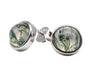 Boucles d'oreilles Argent 925 Agate Mousse ronde polie