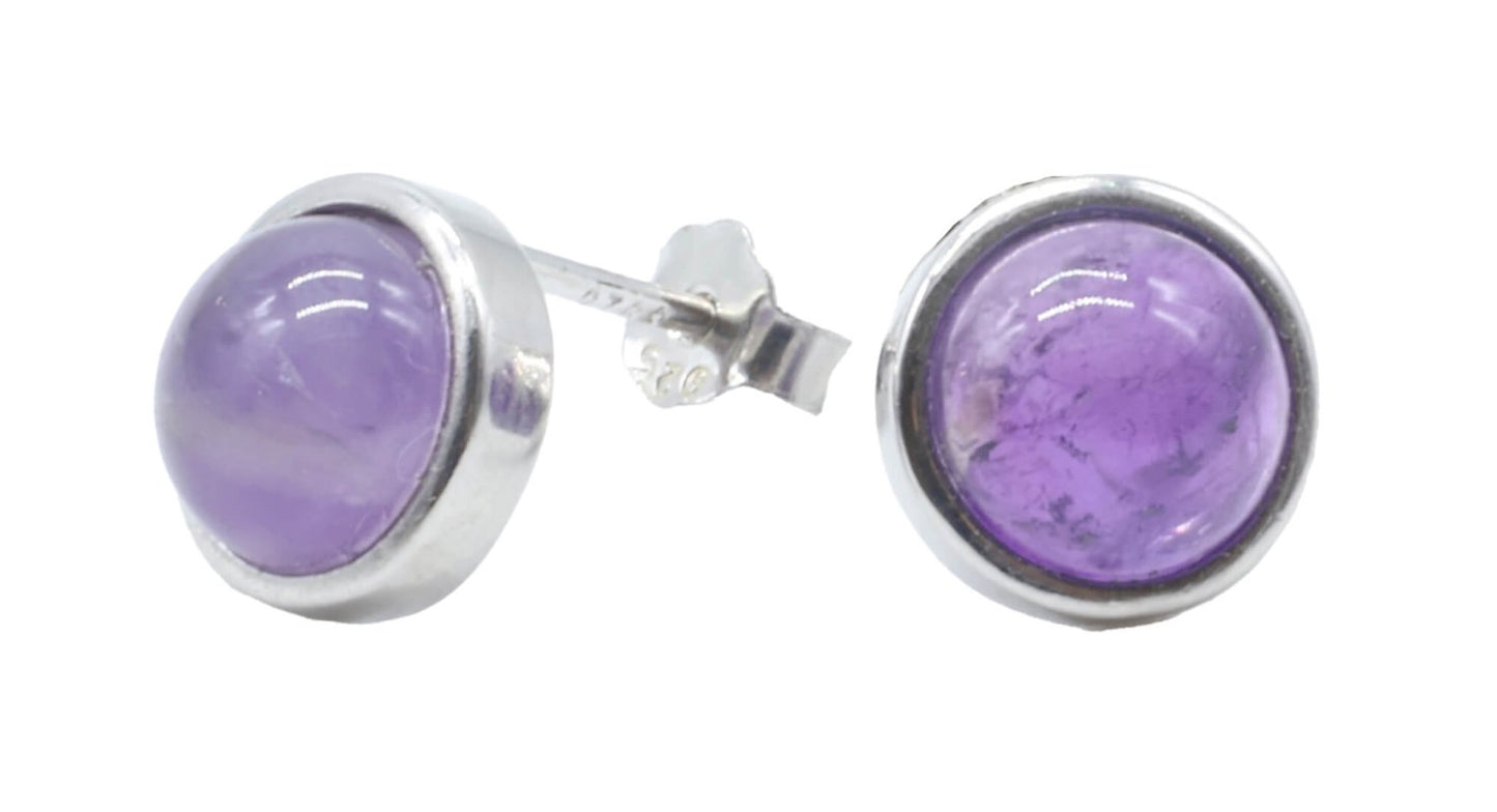 Boucles d'oreilles Argent 925 Améthyste ronde polie