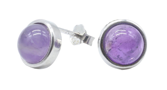 Boucles d'oreilles Argent 925 Améthyste ronde polie