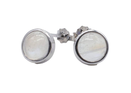 Boucles d'oreilles Argent 925 Pierre de Lune ronde polie