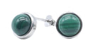 Boucles d'oreilles Argent 925 Malachite ronde polie