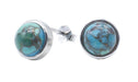 Boucles d'oreilles Argent 925 Turquoise ronde polie