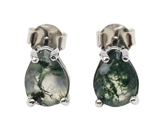 Boucles d'oreilles Argent 925 Agate Mousse Larme