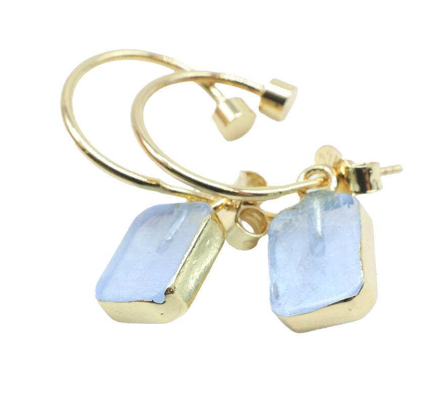 Boucles d'oreilles Argent 925 'Arche Doré' — Plaqué Or — Aigue Marine
