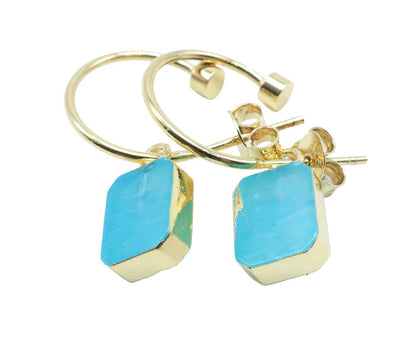 Boucles d'oreilles Argent 925 'Arche Doré' — Plaqué Or — Amazonite