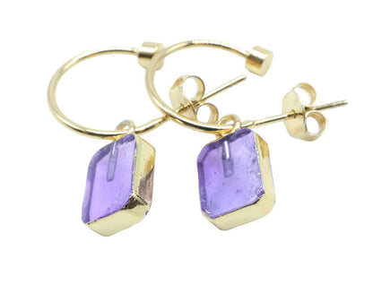 Boucles d'oreilles Argent 925 'Arche Doré' — Plaqué Or — Améthyste