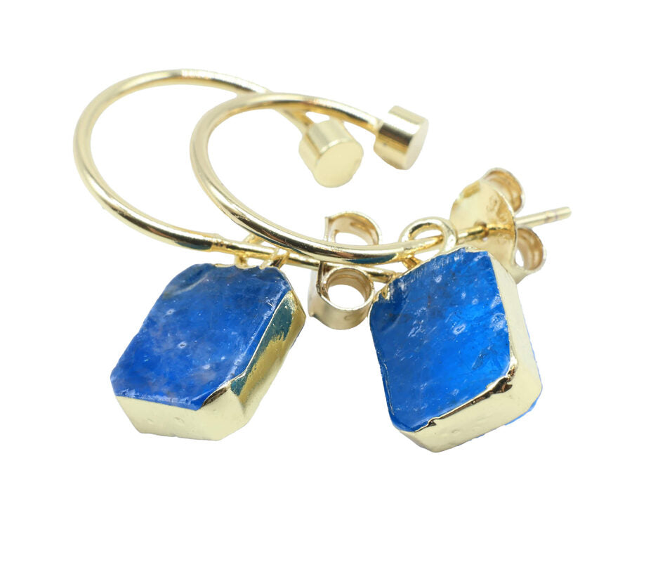 Boucles d'oreilles Argent 925 'Arche Doré' — Plaqué Or — Apatite
