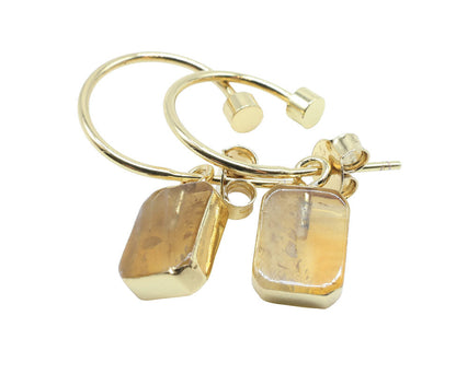 Boucles d'oreilles Argent 925 'Arche Doré' — Plaqué Or — Citrine
