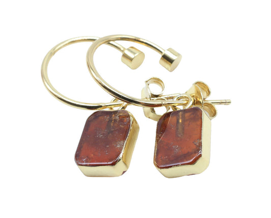Boucles d'oreilles Argent 925 'Arche Doré' - Grenat — Plaqué Or
