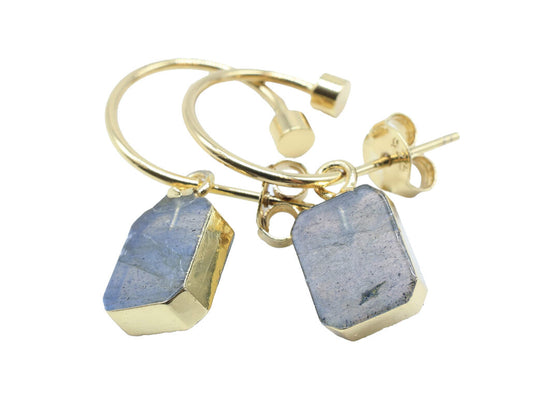 Boucles d'oreilles Argent 925 'Arche Doré' - Labradorite — Plaqué Or