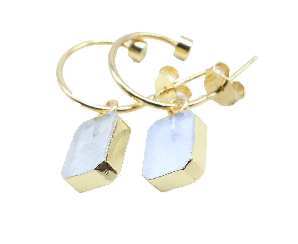 Boucles d'oreilles Argent 925 'Arche Doré' — Plaqué Or — Pierre de Lune
