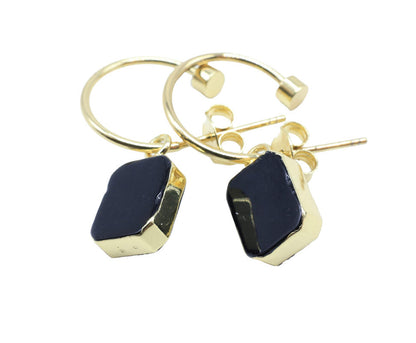Boucles d'oreilles Argent 925 'Arche Doré' — Plaqué Or — Onyx