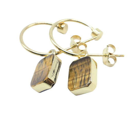 Boucles d'oreilles Argent 925 'Arche Doré' - Oeil de Tigre — Plaqué Or
