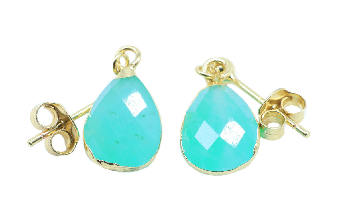 Boucles d'oreilles Argent 925 'Ondée Dorée' — Plaqué Or — Amazonite
