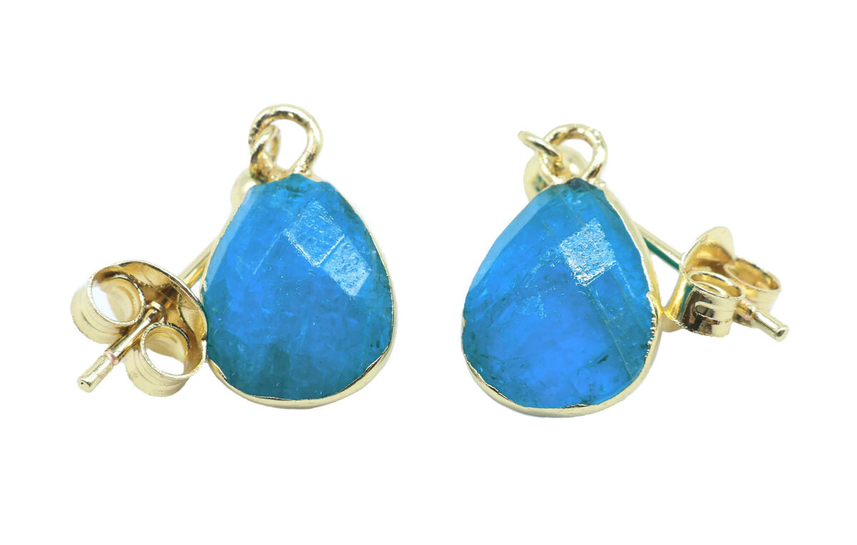 Boucles d'oreilles Argent 925 'Ondée Dorée' — Plaqué Or — Apatite