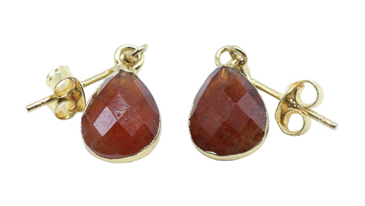 Boucles d'oreilles Argent 925 'Ondée Dorée' - Grenat — Plaqué Or