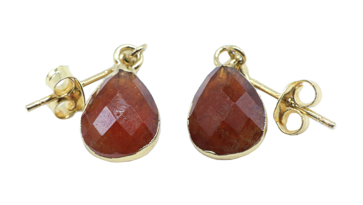 Boucles d'oreilles Argent 925 'Ondée Dorée' — Plaqué Or — Grenat