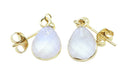 Boucles d'oreilles Argent 925 'Ondée Dorée' - Pierre de Lune
