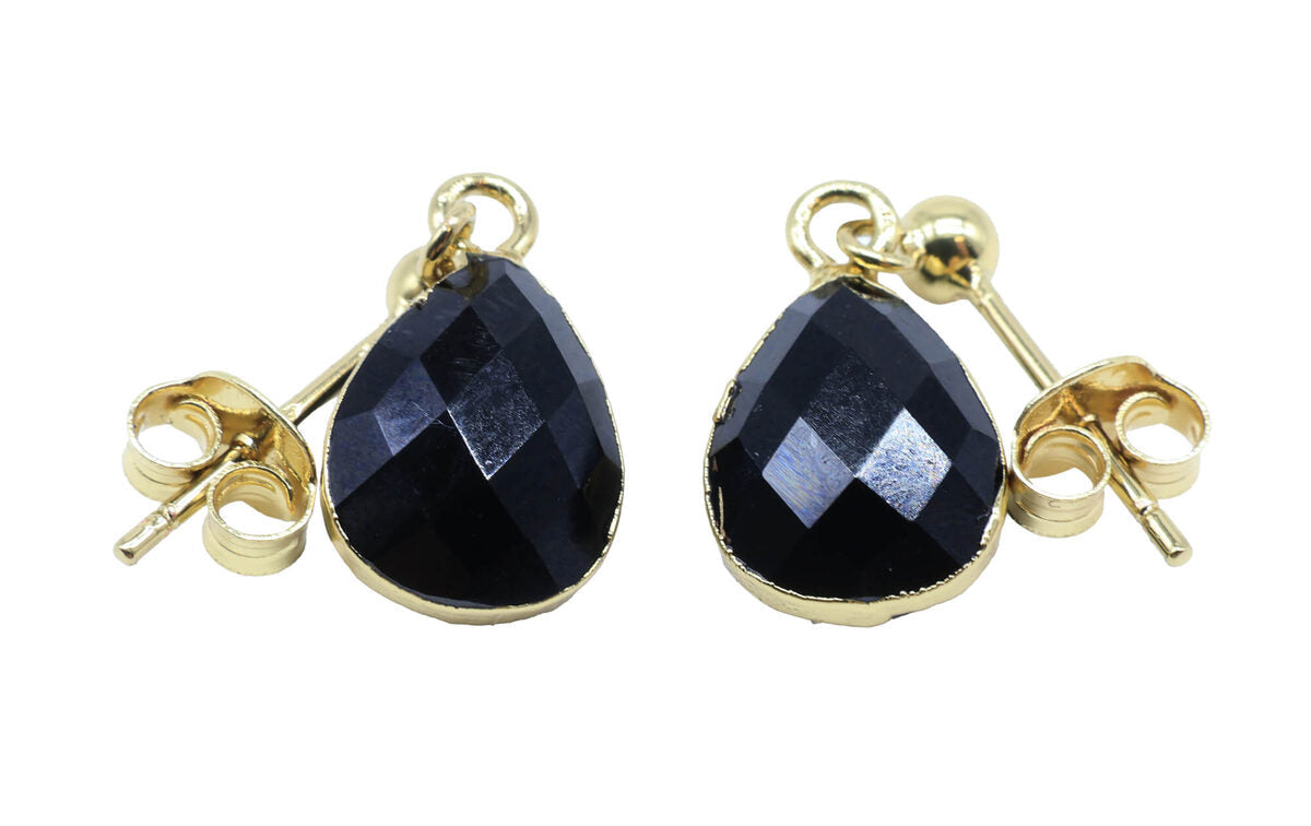Boucles d'oreilles Argent 925 'Ondée Dorée' — Plaqué Or — Onyx