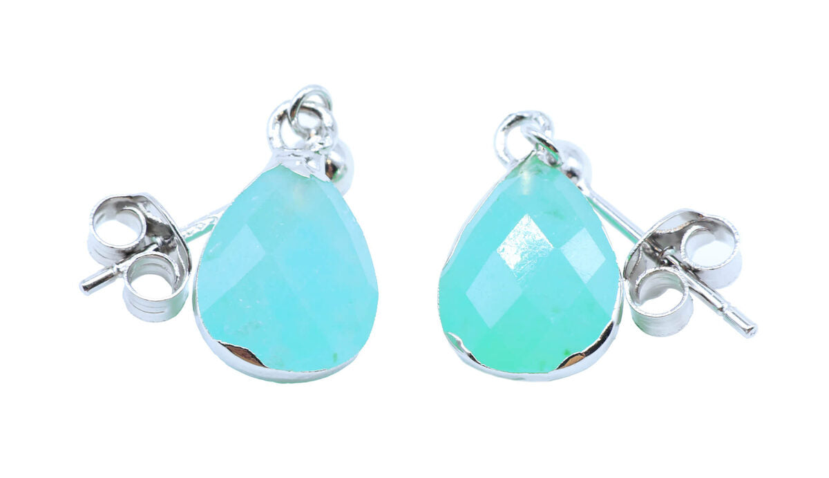 Boucles d'oreilles Argent 925 'Ondée Argentée' - Amazonite