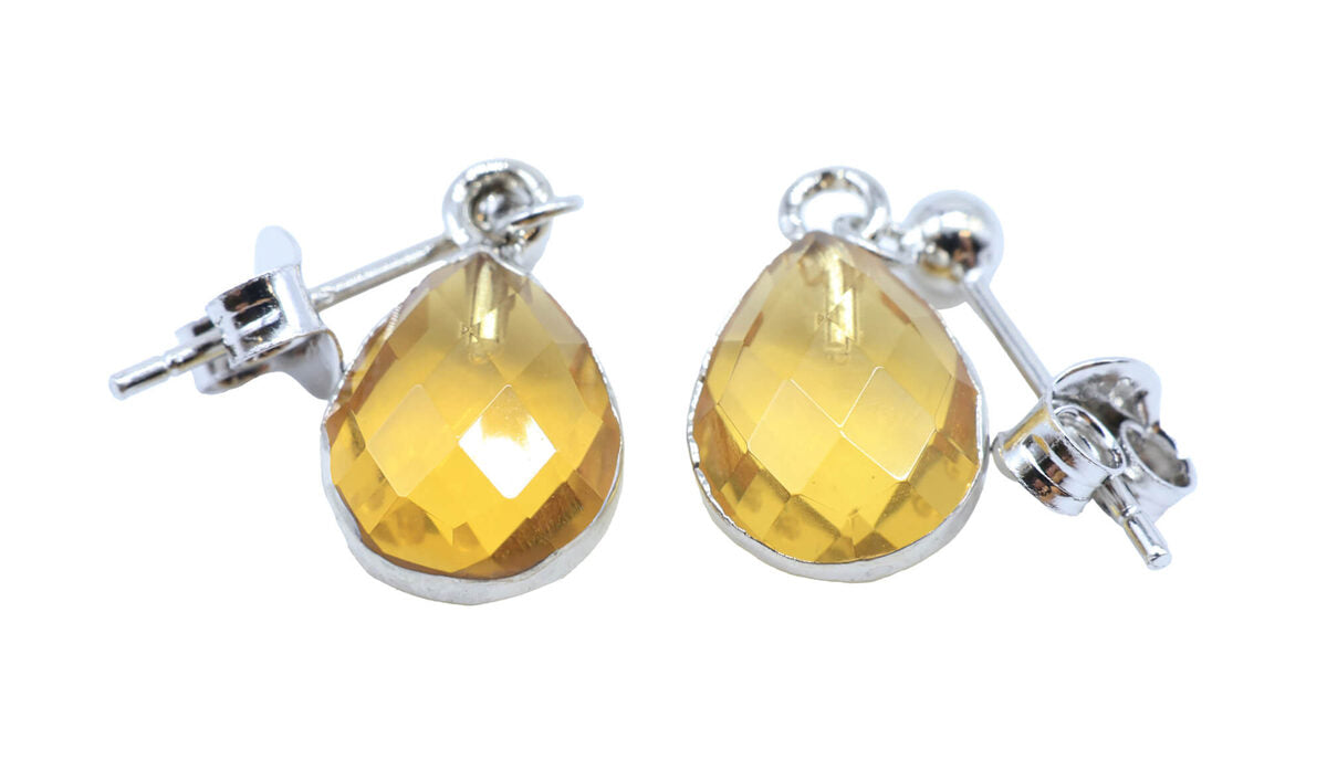 Boucles d'oreilles Argent 925 'Ondée Argentée' — Citrine
