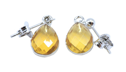 Boucles d'oreilles Argent 925 'Ondée Argentée' — Citrine