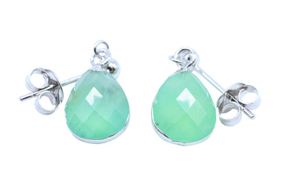 Boucles d'oreilles Argent 925 'Ondée Argentée' — Jade Vert
