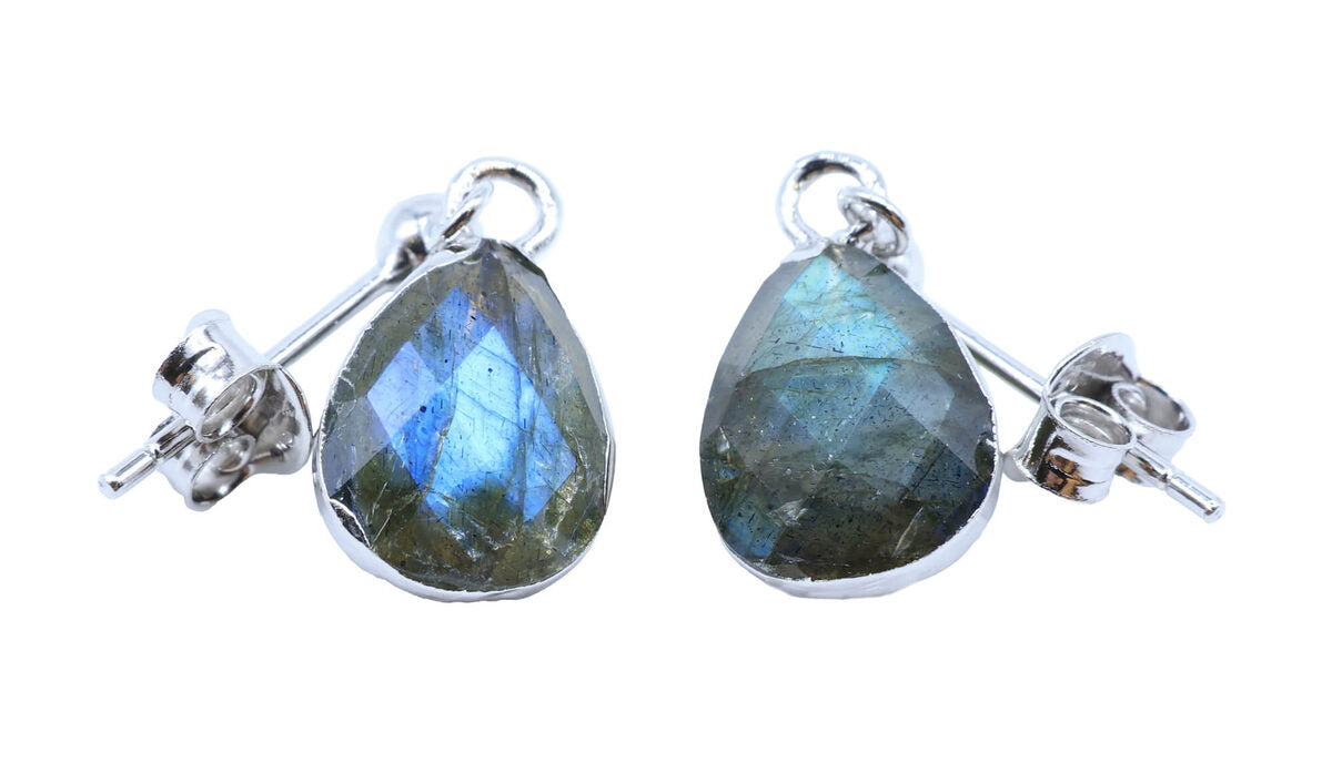 Boucles d'oreilles Argent 925 'Ondée Argentée' — Labradorite